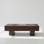 Modern Wooden Coffee Table – Low Profile Center Table with Slatted Top