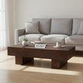 Modern Wooden Coffee Table – Low Profile Center Table with Slatted Top