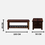 Rustic Wooden Coffee Table – Handcrafted Center Table with Open Shelf