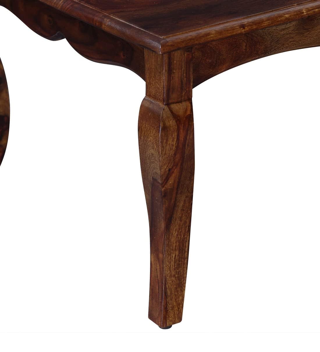 Traditional Wooden Coffee Table – Elegant Carved Center Table with Curved Legs