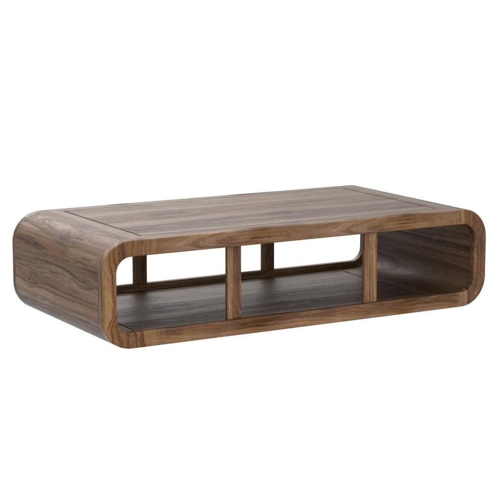 Wooden Coffee Table – Modern Solid-Style Center Table with Open Storage