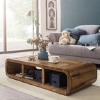 Wooden Coffee Table – Modern Solid-Style Center Table with Open Storage