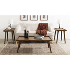 Wooden Coffee Table – Modern Tray Top Center Table with Tapered Legs