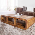 Wooden Coffee Table – Modern Solid-Style Center Table with Open Storage