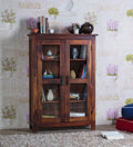 Wooden Bookcase Cabinet – Glass Door Bookshelf with Open Storage Shelves