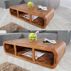 Wooden Coffee Table – Modern Solid-Style Center Table with Open Storage