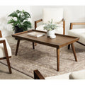 Wooden Coffee Table – Modern Tray Top Center Table with Tapered Legs