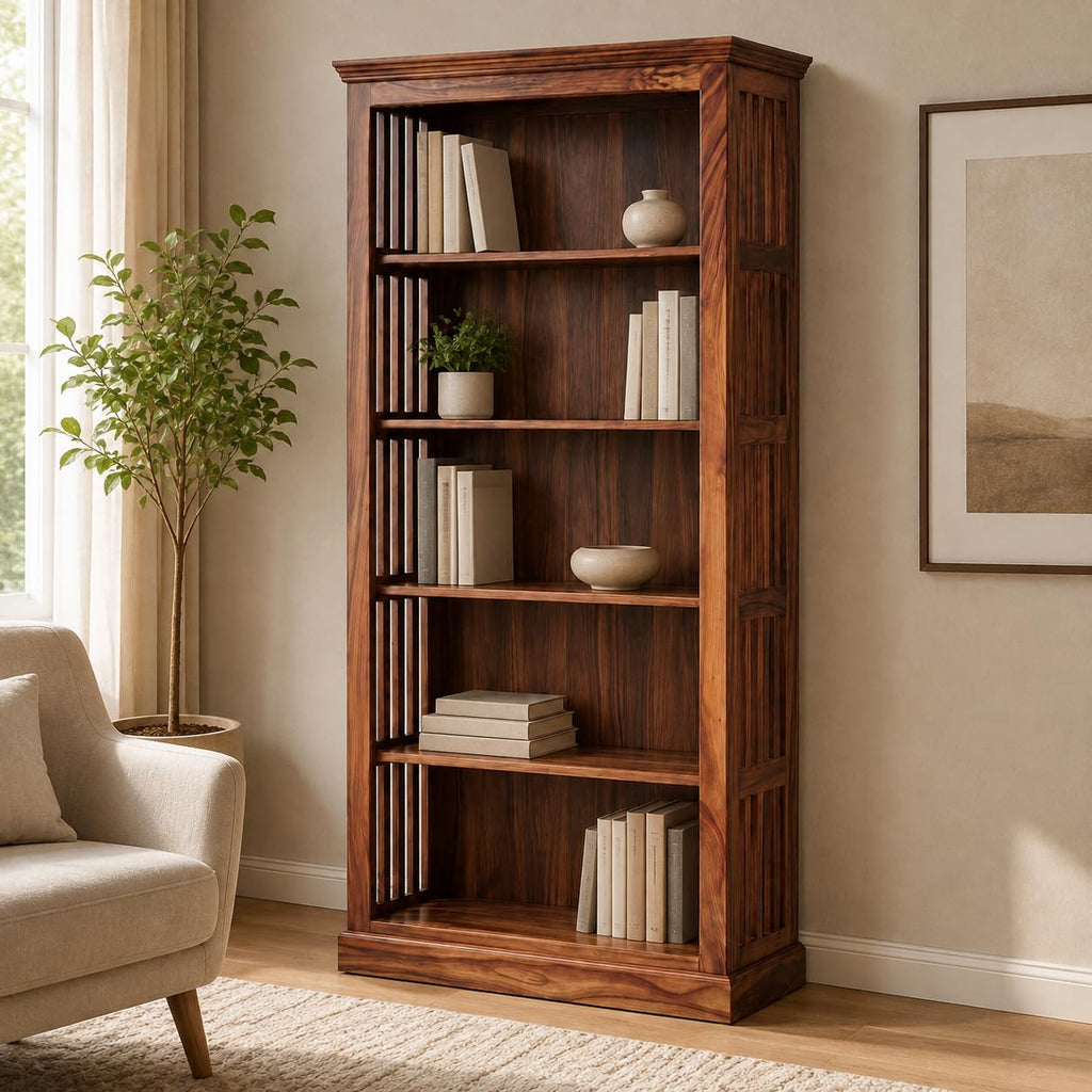 Classic Wooden Bookshelf – 5-Tier Open Display & Storage Shelf