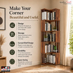 Handcrafted Wooden Corner Bookshelf – Rustic Open Display Storage Rack
