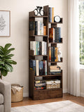 Modern Wooden Bookshelf – Asymmetrical Open Display & Storage Shelf