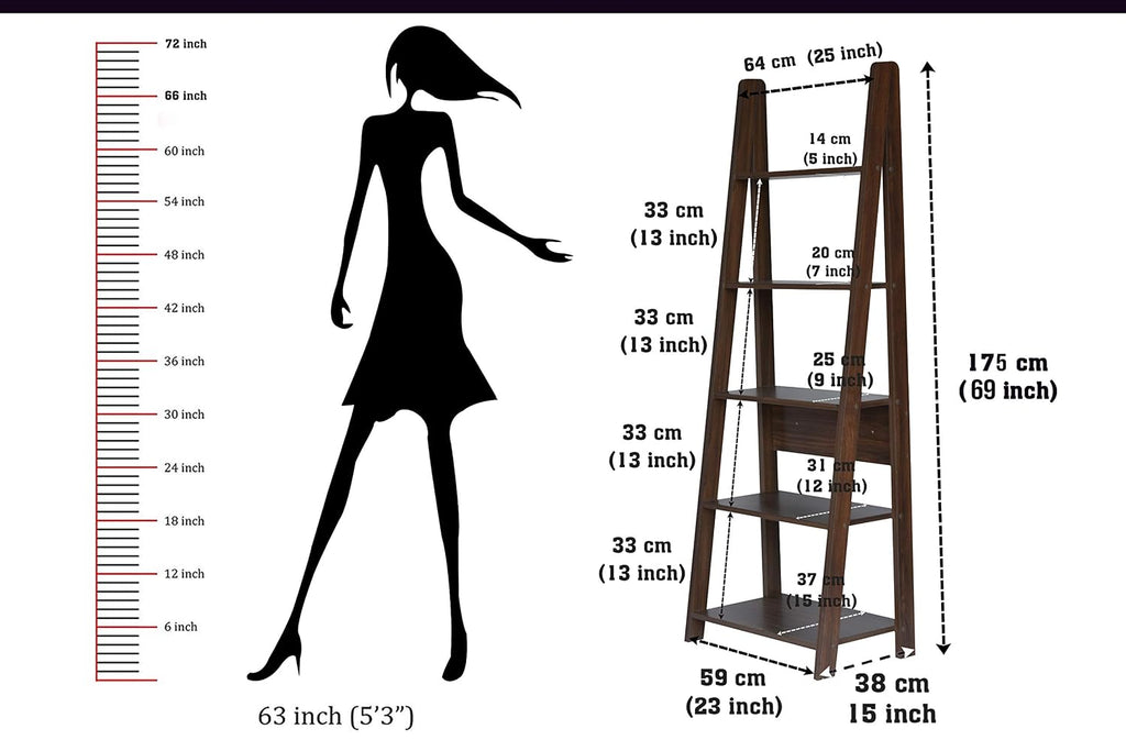 A-Frame Wooden Bookshelf – Ladder Style Open Display & Storage Shelf
