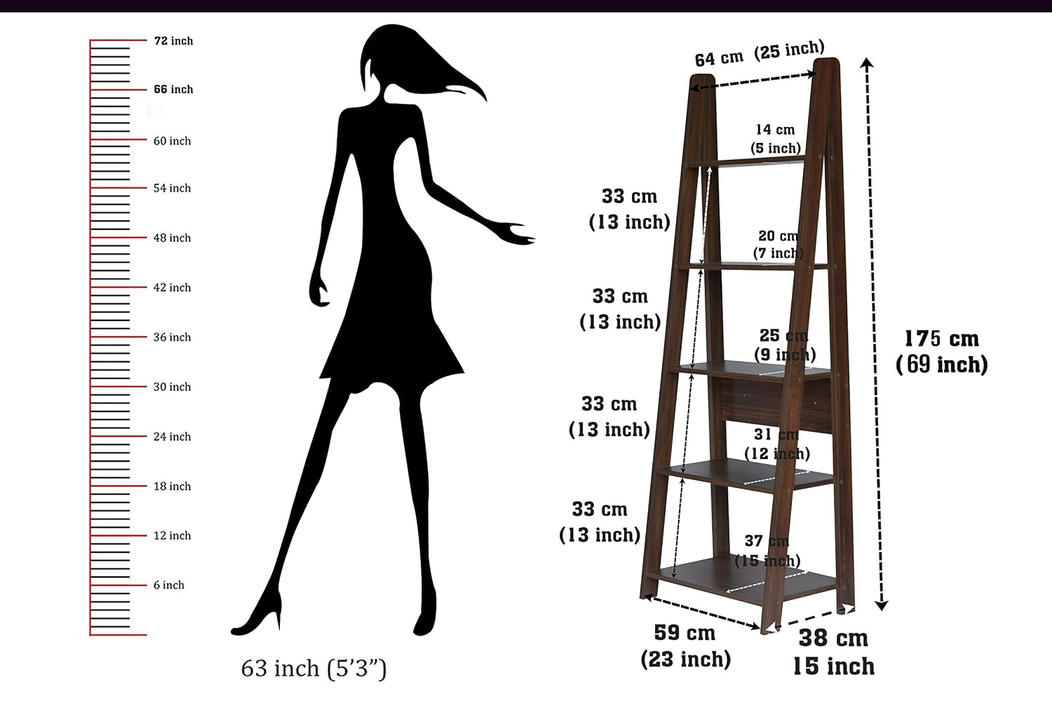 A-Frame Wooden Bookshelf – Ladder Style Open Display & Storage Shelf