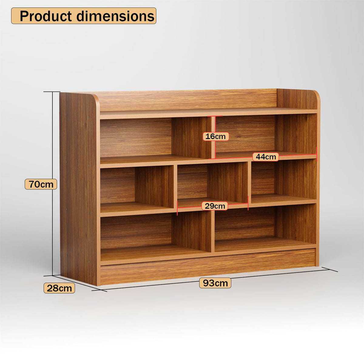 Wooden Kids Bookcase & Toy Storage Organizer – Multi-Compartment Display Shelf