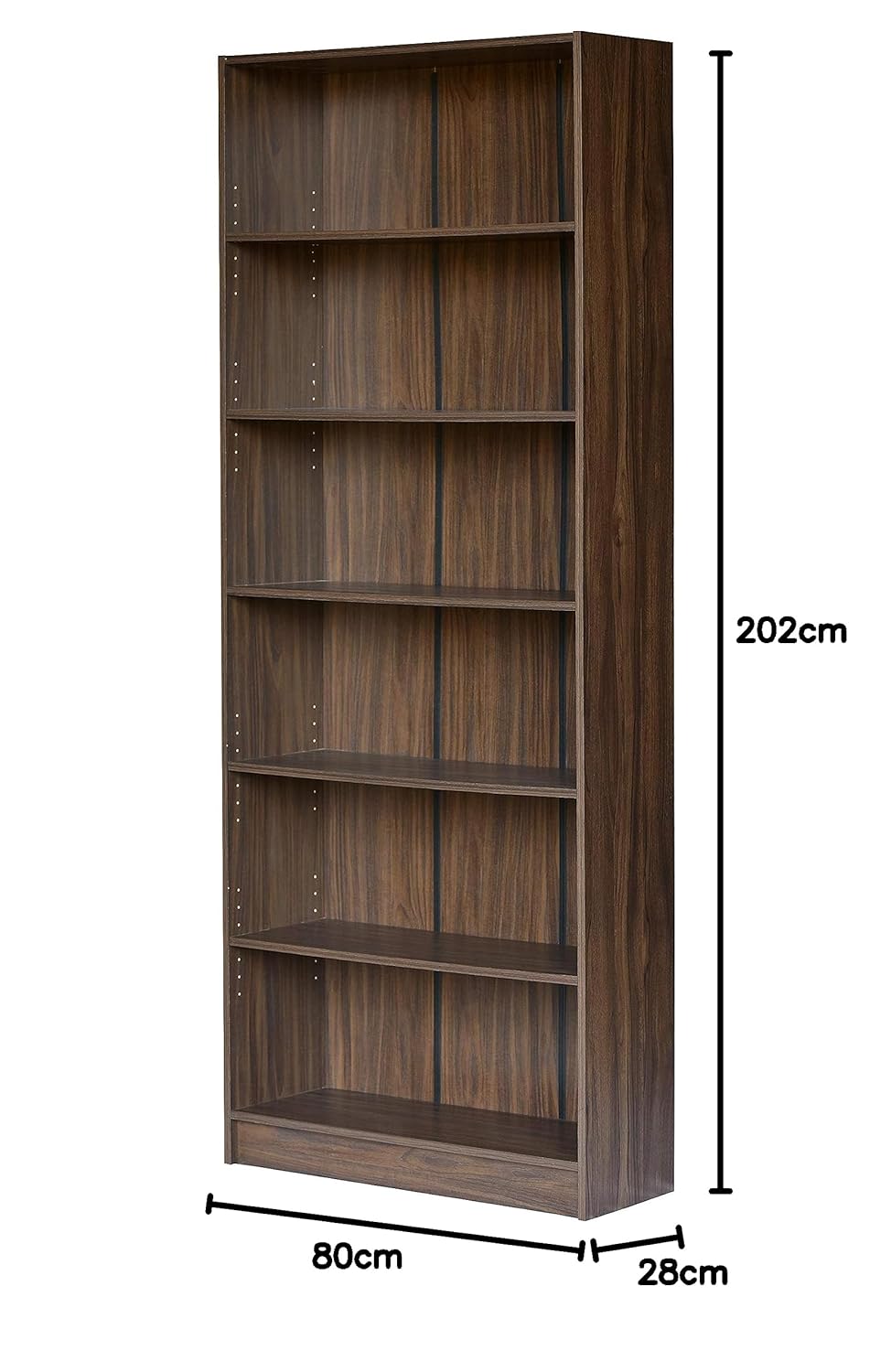 Tall Wooden Bookshelf – 6-Tier Open Storage & Display Shelf
