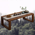 Modern Wooden Coffee Table – Japanese Style Center Table with Lower Shelf