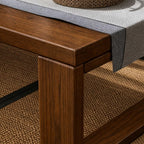 Modern Wooden Coffee Table – Japanese Style Center Table with Lower Shelf