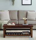 Rustic Wooden Coffee Table – Handcrafted Center Table with Open Shelf