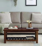 Rustic Wooden Coffee Table – Handcrafted Center Table with Open Shelf