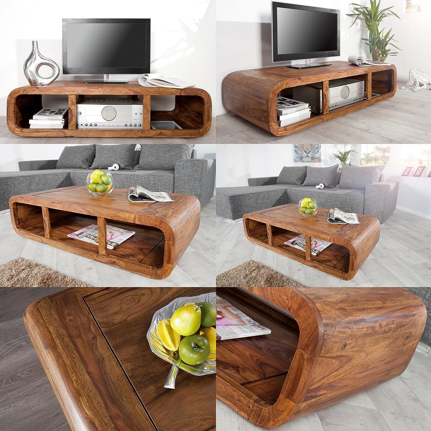 Wooden Coffee Table – Modern Solid-Style Center Table with Open Storage