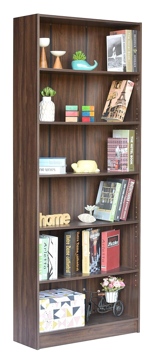 Tall Wooden Bookshelf – 6-Tier Open Storage & Display Shelf