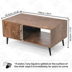 Modern Wooden Coffee Table – Mid-Century Center Table with Open Storage Shelf