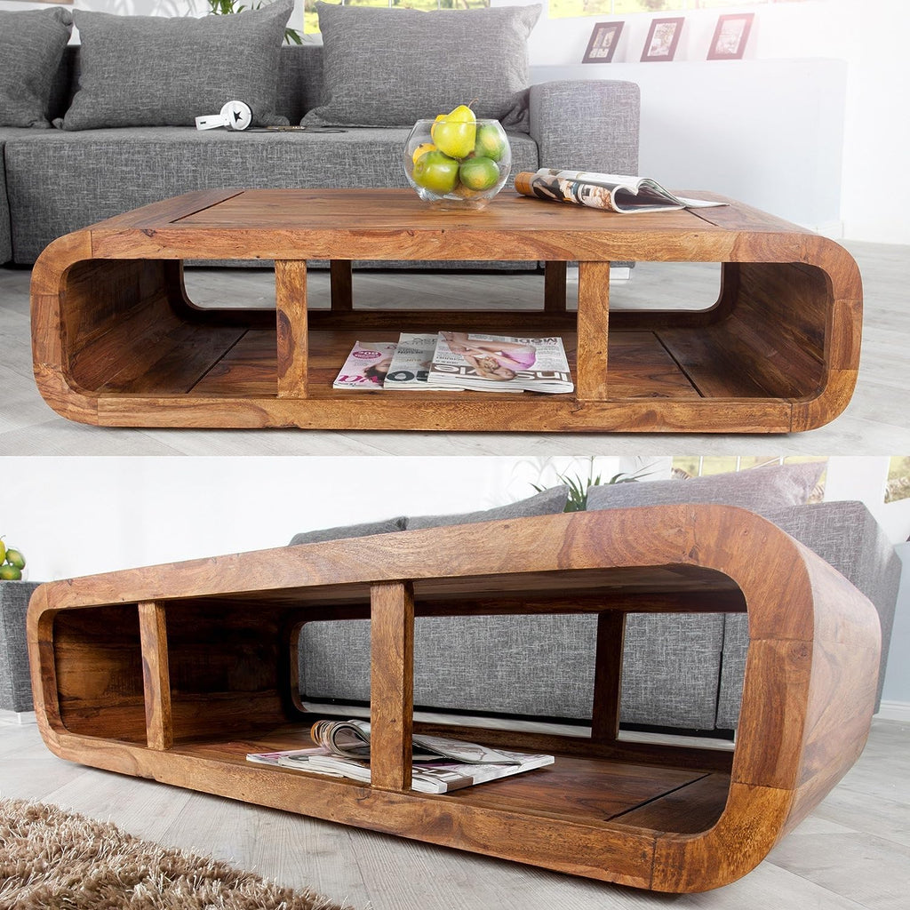 Wooden Coffee Table – Modern Solid-Style Center Table with Open Storage