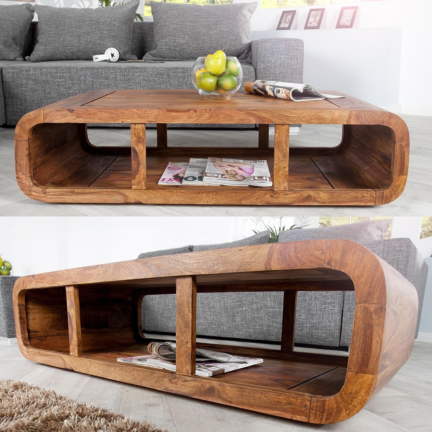 Wooden Coffee Table – Modern Solid-Style Center Table with Open Storage