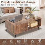 Modern Wooden Coffee Table – Mid-Century Center Table with Open Storage Shelf