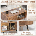 Modern Wooden Coffee Table – Mid-Century Center Table with Open Storage Shelf