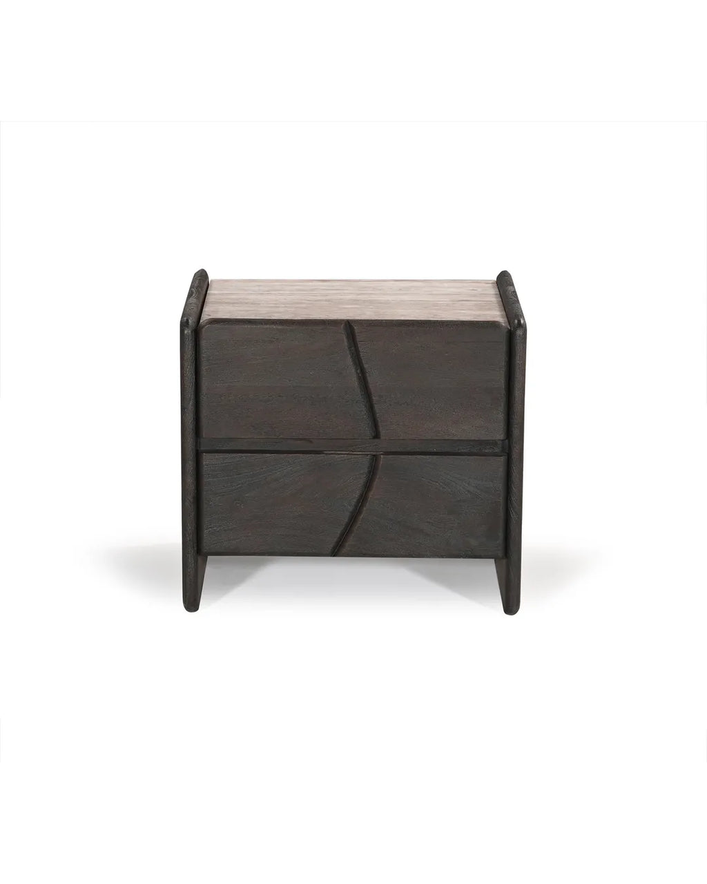 Modern Black Wave Design 2-Drawer Nightstand