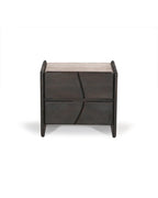 Modern Black Wave Design 2-Drawer Nightstand