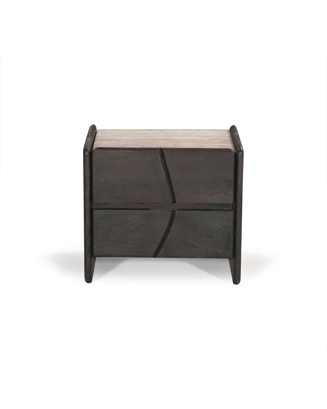 Modern Black Wave Design 2-Drawer Nightstand