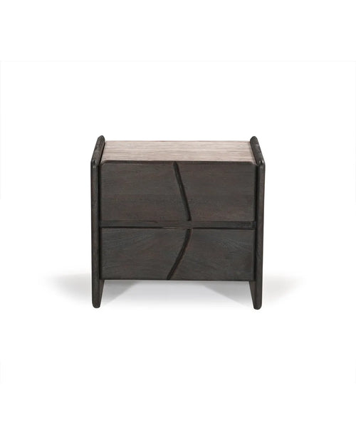Modern Black Wave Design 2-Drawer Nightstand