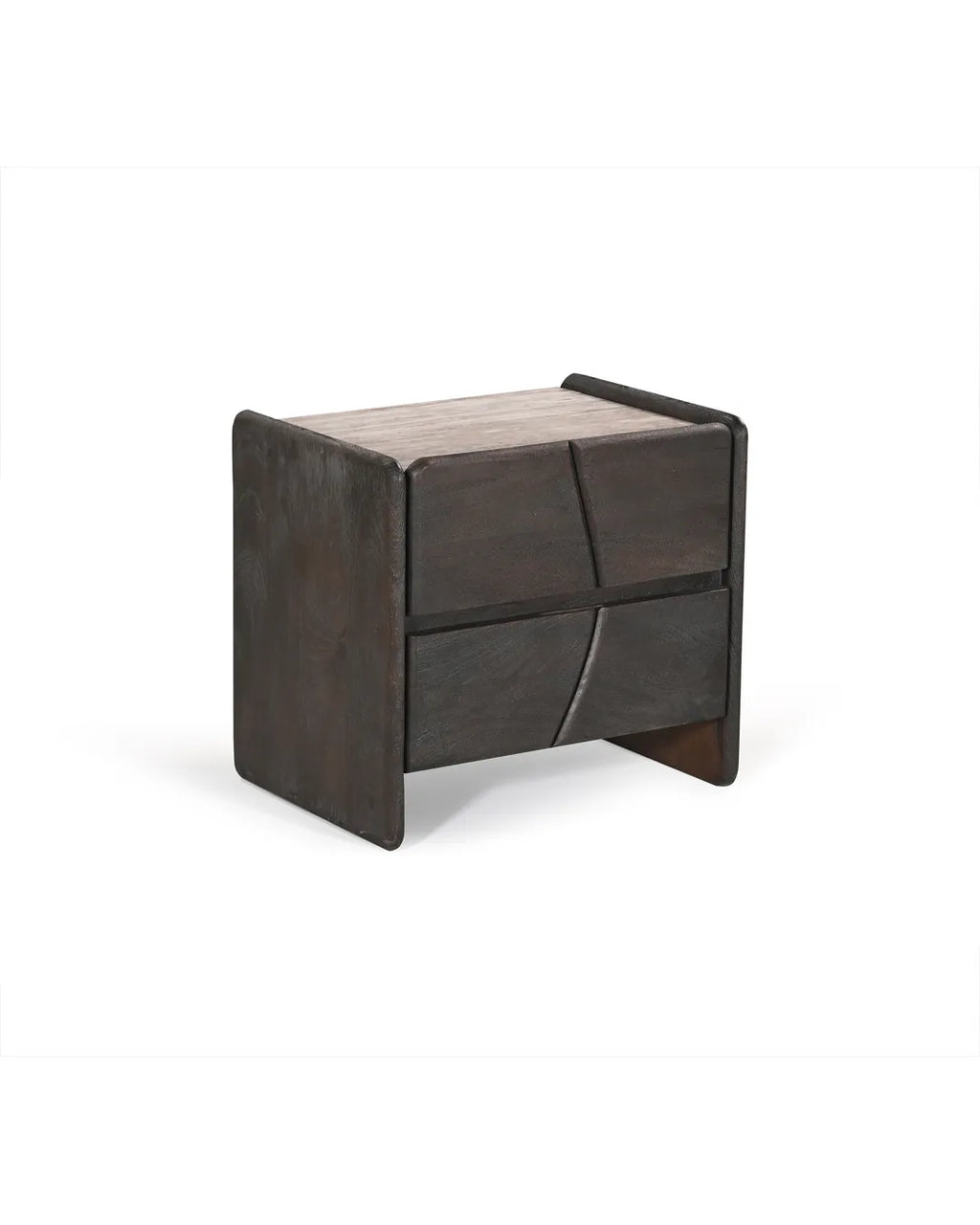 Modern Black Wave Design 2-Drawer Nightstand