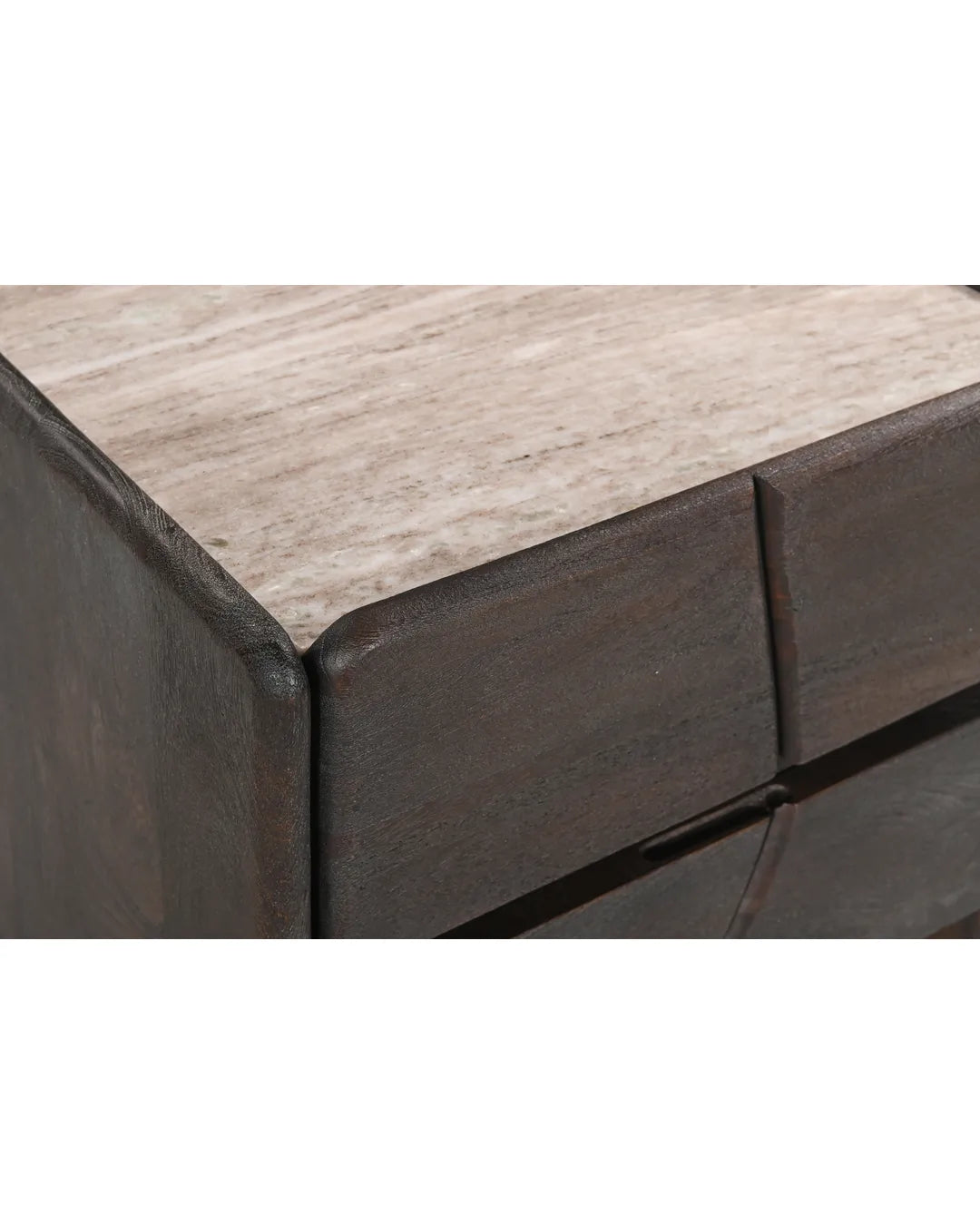 Modern Black Wave Design 2-Drawer Nightstand