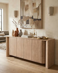 Modern Natural Wood 4-Door Sideboard Cabinet
