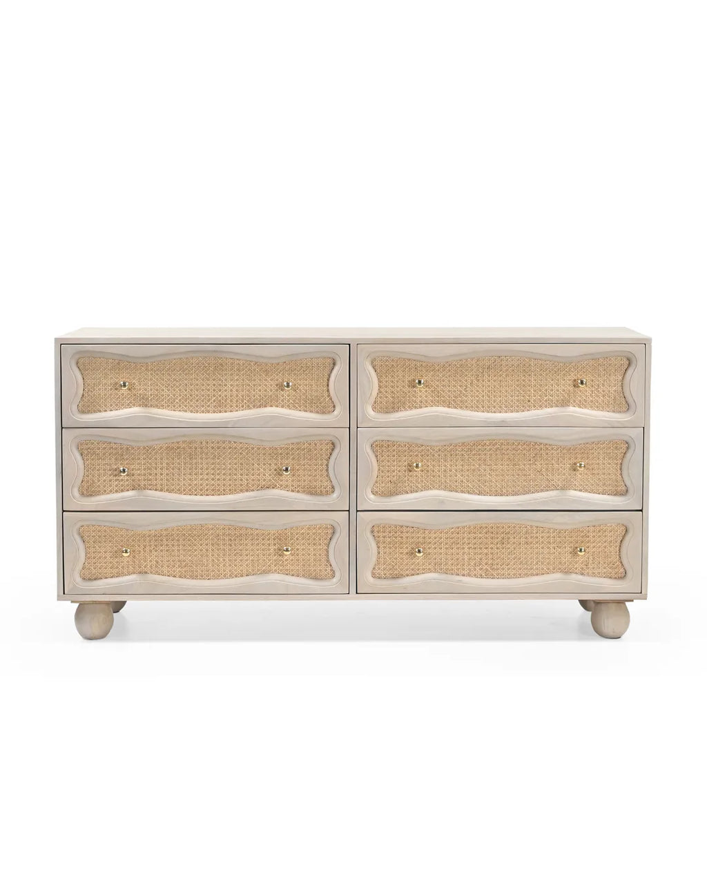 Natural Rattan Wave Front 6-Drawer Chest