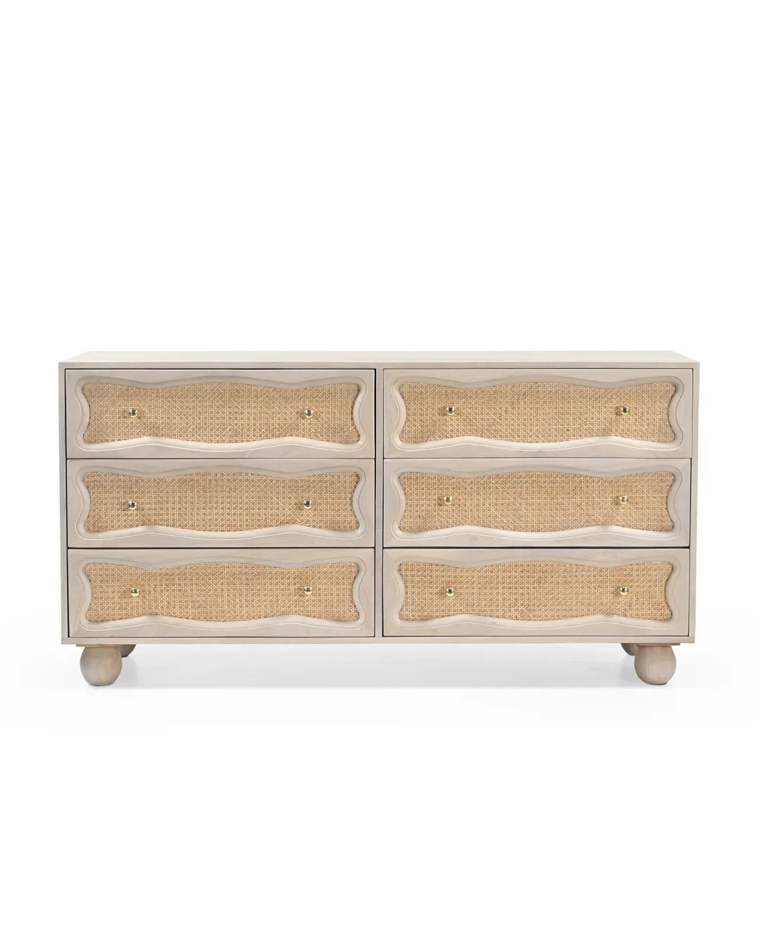 Natural Rattan Wave Front 6-Drawer Chest
