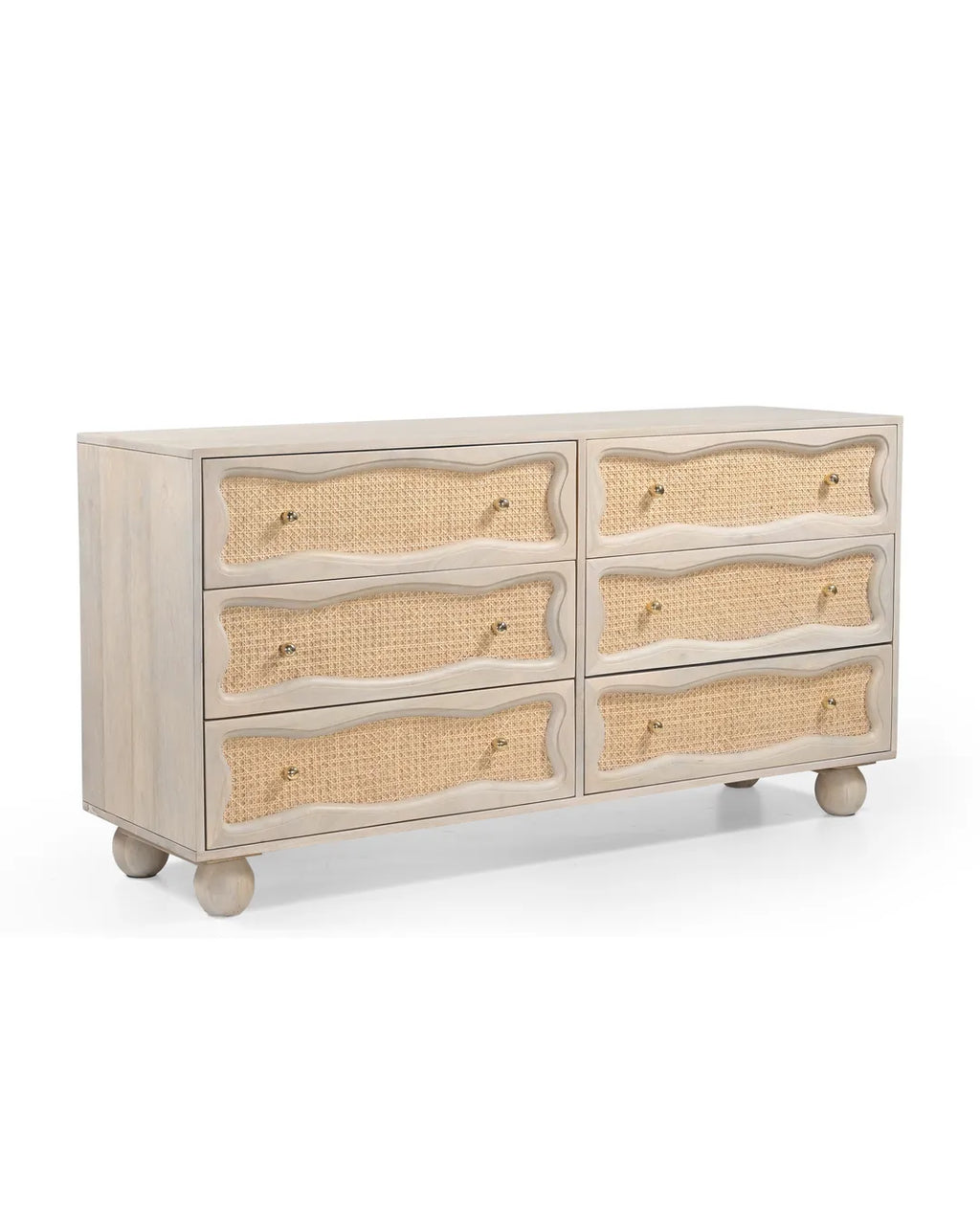 Natural Rattan Wave Front 6-Drawer Chest