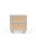 Natural Rattan Wave Front 2-Drawer Side Table