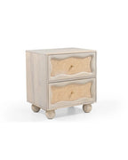 Natural Rattan Wave Front 2-Drawer Side Table