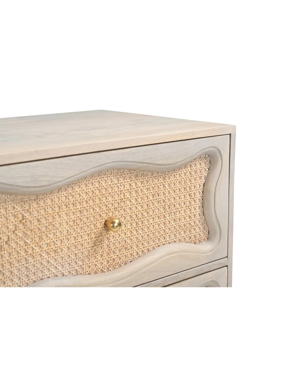 Natural Rattan Wave Front 2-Drawer Side Table