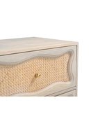 Natural Rattan Wave Front 2-Drawer Side Table