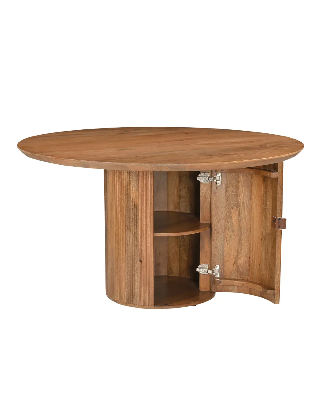 Round Solid Wood Storage Dining Table