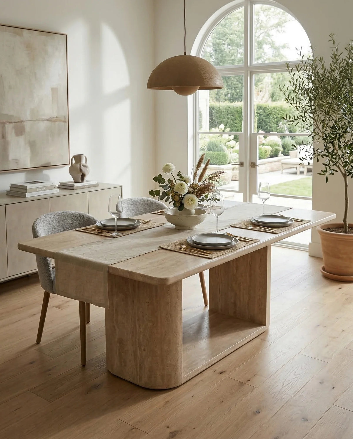 Modern Sculptural Solid Wood Dining Table