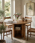 Round Solid Wood Storage Dining Table