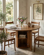 Round Solid Wood Storage Dining Table